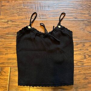 RSQ Black Scalloped Camisole Top